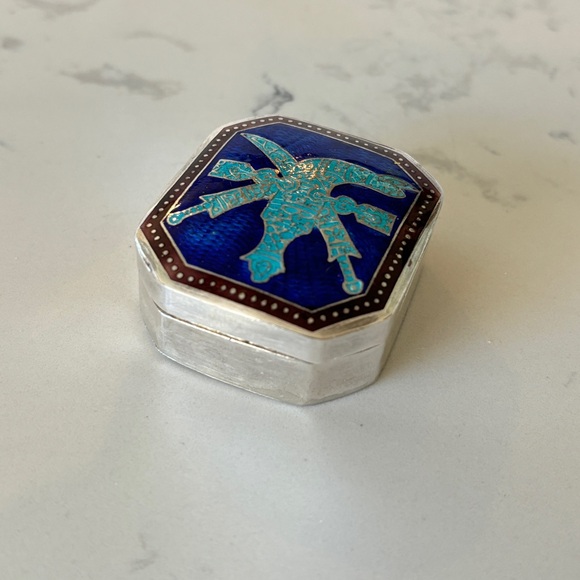 925 sterling silver handmade enamel work trinket box - Picture 7 of 10